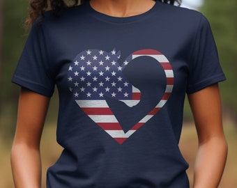 Patriotic Horse & Country Shirt Unisex Soft Cotton Short Sleeve Tee American Flag Heart Horse-Lover T-Shirt Gift Rodeo Ranch Country Wear