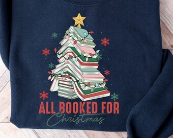 Sudadera navideña con árbol de libros, Regalo para bibliotecarios: Todo reservado para Navidad
