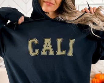 California Hoodie, Cali Gold Print, College Sweatshirt