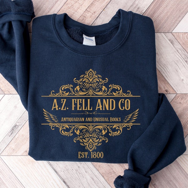 Good Omens A.Z. Fell and Co Antiquarian and Unusual Books Sweatshirt, Aziraphale Crowley, Fandom Gift, Comic Con, Bookish Gift