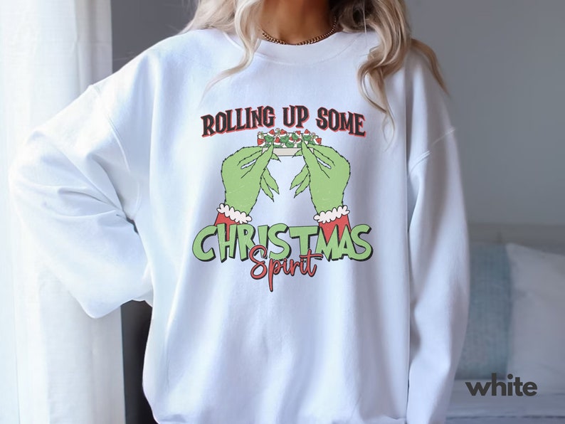 Rolling Up Some Christmas Spirit Sweatshirt, Funny Xmas Sweatshirt, Retro Christmas, Trendy Christmas