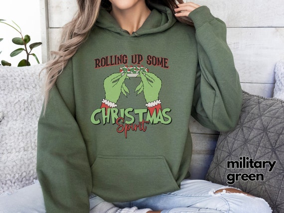 Rolling Up Some Christmas Spirit Sweatshirt, Holiday Humor Crewneck and Hoodie, Unisex Festive Cannabis Design, Funny Stoner Holiday Gift
