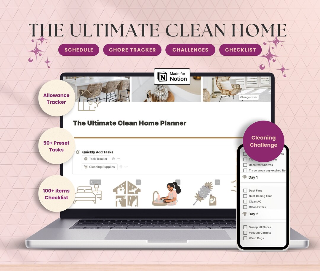 Cleaning Checklist a Notion Template for a Clean Home Digital Etsy
