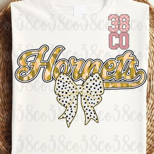 Hornets coquette BUNDLE png, custom team spirit png, go hornets png, bow png, polka dot coquette bow, custom team png, brush strokes png