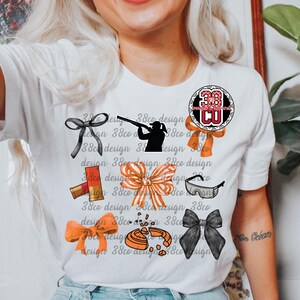 girl shooting skeet coquette png, clay pigeon png, sport shooting png, shooting target png, skeet target png, orange bow png, skeet shooting image 7