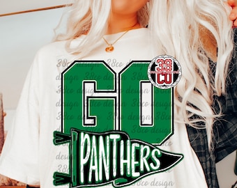 green and black gameday png, panther, preppy school spirit png, go team flag png,gameday png, team spirit, retro mascot, sport pennant png
