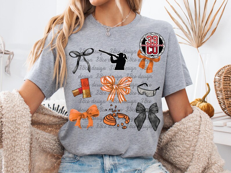 girl shooting skeet coquette png, clay pigeon png, sport shooting png, shooting target png, skeet target png, orange bow png, skeet shooting image 8
