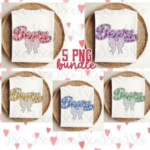 Bears coquette BUNDLE png, custom team spirit png, go bears png, bears bow png, polka dot coquette bow, custom team png, brush strokes png