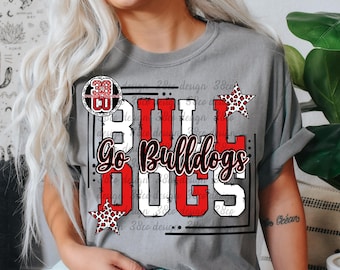Red and black bulldog png, school spirit design digital download, team pride, girly mascot png