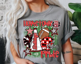 Red and Black Bulldog Football Pride PNG, Hometown pride, Gameday School Spirit Design (Digital Download)