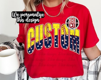 PNG de softbol personalizado, diseño patriótico, mamá de softbol personalizada, equipo de softbol personalizado, PNG de estrellas personalizadas, espíritu escolar personalizado, estadio de béisbol personalizado