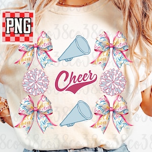 Pastel Cheer coquette design png, cheer bows for sublimation, cheer brush strokes png