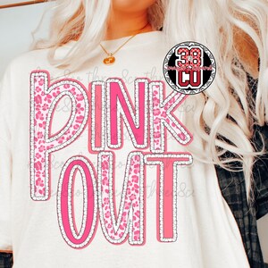 Pink out png, team spirit png, pink season png, pink design png, faux glitter png, pink month png, out png, pink glitter design, strength