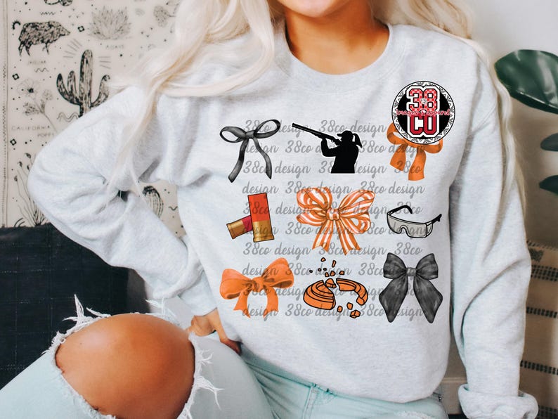 girl shooting skeet coquette png, clay pigeon png, sport shooting png, shooting target png, skeet target png, orange bow png, skeet shooting image 4