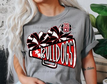 Retro Bulldog Cheer Megaphone PNG, Team Spirit School Pride (Digital Download)