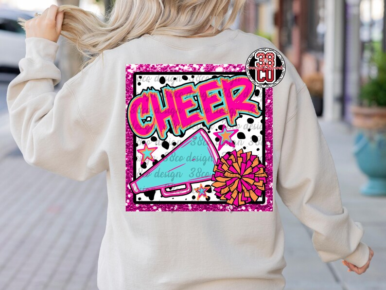 Comp. Cheer Pink Design Neon Cheer Png, Hot Pink Cheer Png, Faux Glitter, Dalmatian Spot ...