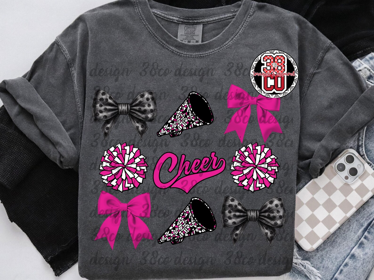 Pink and Black Cheer Coquette Png, Team Spirit Png, Pink Coquette Bow ...