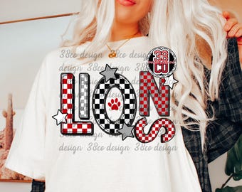 黒と赤のチェック柄のマスコットpng、ライオンpng、チームスピリット、マスコットpng、マスコットpng、レトロゲームデーpng、スクールスピリット、チームプライド、スポーツファン