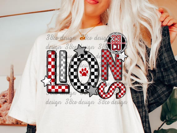 black and red checkered mascot png, lion png, team spirit, mascot png, mascot png, retro gameday png, school spirit, team pride, sport fan