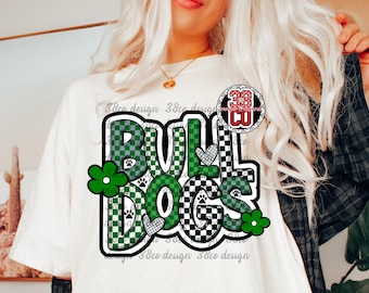 bulldogs verdes png, espíritu de equipo png, mascota png, mascota retro png, ¡Vamos perros! png, patas de perro png, escuela secundaria png, cuadros verdes