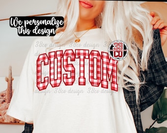 custom plaid varsity text png, gingham plaid design, custom name png, custom gameday, custom text png, custom school spirit, custom school