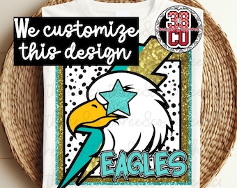 Custom school png, custom bird png. custom glitter png. faux glitter design png, dalmatian spot png, trendy team spirit png, go team png