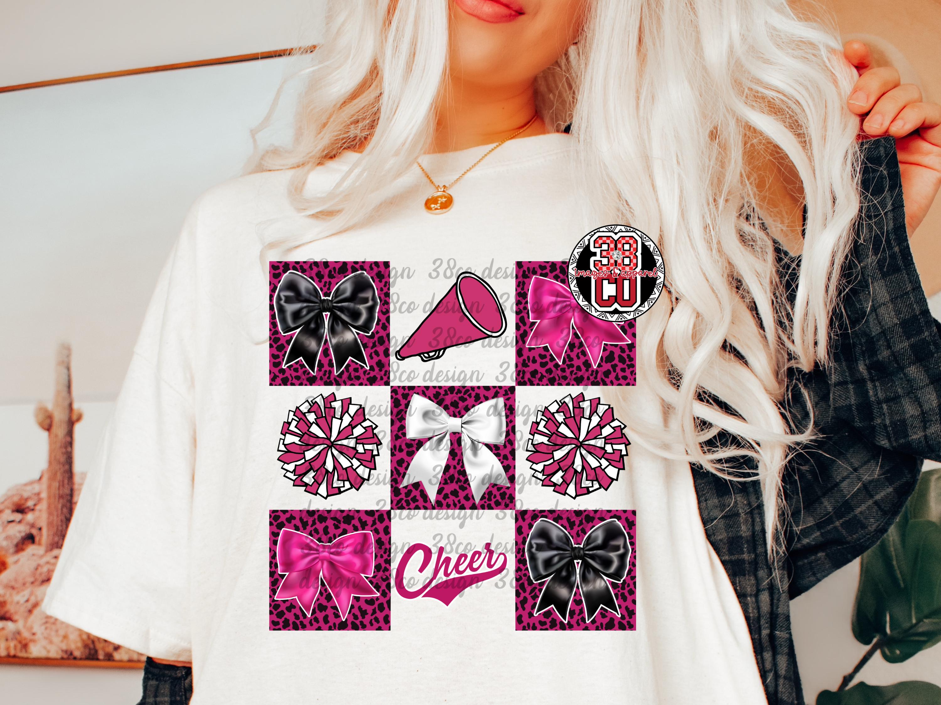 Comp. Cheer Pink Design Pink Cheer Coquette Png, Checkered Cheer Png, Pink and Black, Hot Pink ...