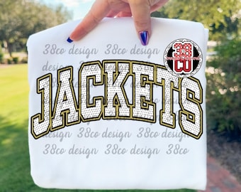 black and gold mascot png, jacket, varsity text png, sport mom png, team spirit, school pride, hometown pride png, polka dot png, jersey