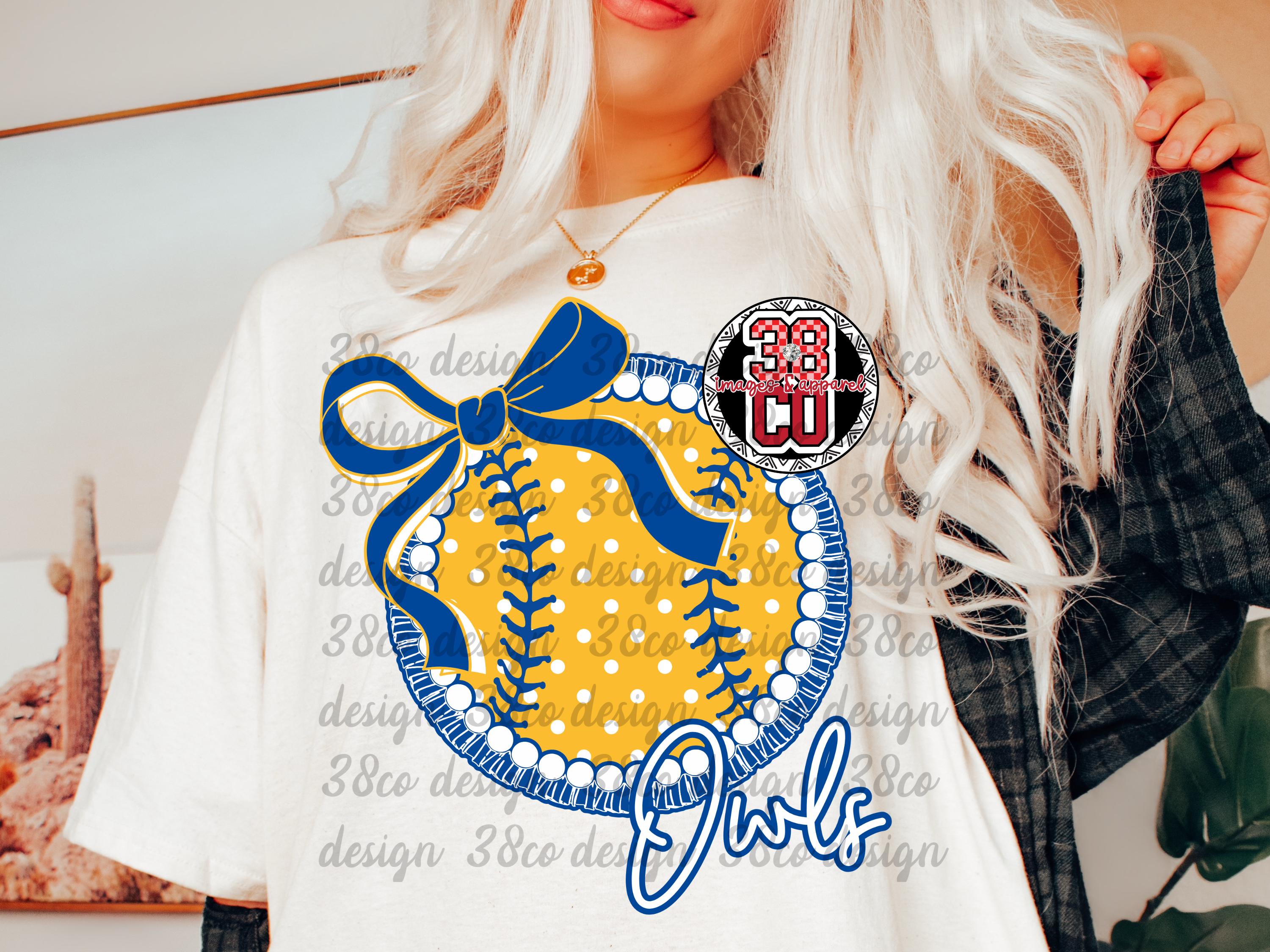 baseball coquette png, owl coquette, ruffles png, mascot png, retro mascot png, pearls png, polka do
