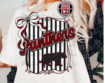 maroon and black striped mascot, team spirit, football season png, paws, coquette bow, go team, school pride, panther