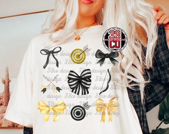 Archery coquette  png, brush strokes, bullseye archery png, bow and arrows png, watercolor sublimation design, archery mom png, match day