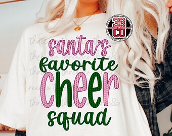 Christmas Cheerleader PNG, Santa's Favorite Squad, Pink Green (Digital Download)