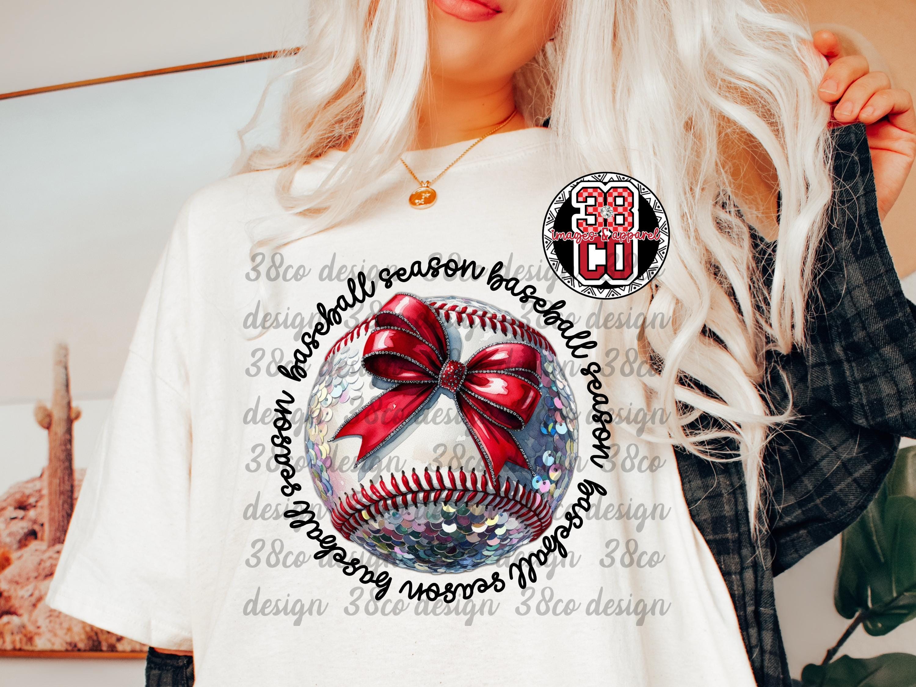 Baseball Season Png, Faux Glitter Png, Red Bow Png, Baseball