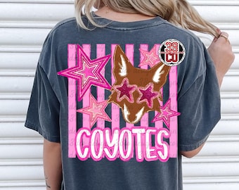 coyote png, school pride design, striped coquette png, pink team pride, mascot gameday, brush stroke design, doodle coquette png, sport fan