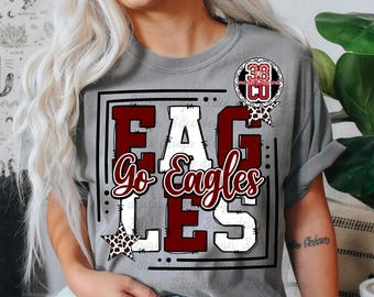 Maroon gameday png, eagle, school spirit week png, team pride, leopard print, doodle design