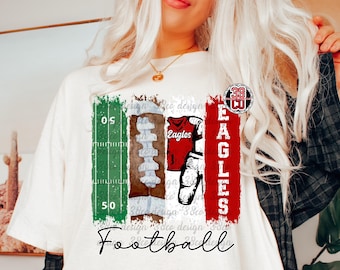 red and black football png, eagle gameday png, brush stroke design, school spirit, team design, sport fan attire, touchdown season, field
