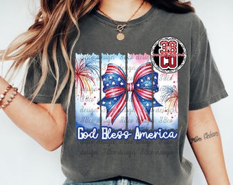4th of July coquette png, loves Jesus, patriotic png, coquette bow design, red white and blue png, Independence Day png, memorial day png
