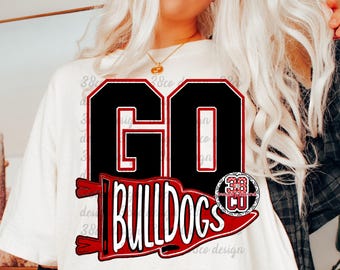 Go Bulldog PNG, Retro Mascot Gameday Spirit Design, Sports Pennant (Digital Download)