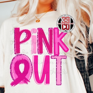 Pink Out Faux Glitter Design, Team Spirit PNG (Digital Download)