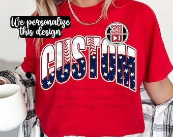 Custom baseball png, patriotic design, custom baseball mom, custom baseball team, custom stars png, custom school spirit, custom ballpark