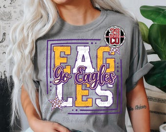 purple and gold gameday png, eagle, school spirit week png, team pride, leopard print, doodle design