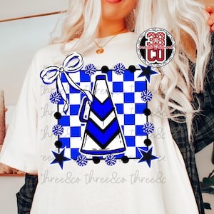 Blue Cheer coquette png, team spirit png, custom mascot, cheer coquette design, blue bow png, custom cheerleading png, Cheer coach