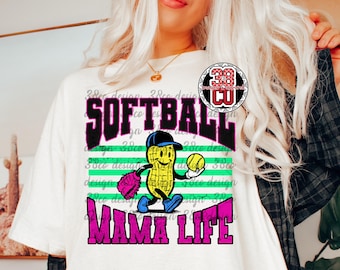 Neonowa Mama Softball PNG, neonowy fan sportu png, ulubiony sezon png, sezon softballu png, dzień meczu, softball vintage, zabawny softball png, preppy