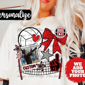 PNG personalizzato di pallavolo, foto PNG personalizzata, design doodle, squadra personalizzata, colori PNG personalizzati, tifoso sportivo, stagione di pallavolo, fiocco civettuolo PNG