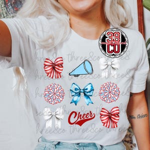 Blue Cheer coquette png, team spirit png, custom mascot, cheer coquette design, blue bow png, custom cheerleading png, Cheer coach