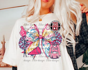 pink Cheer coquette png, cheer mom png, cheerleading png, cheer coquette design, pink cheer png, comp day Cheer coach