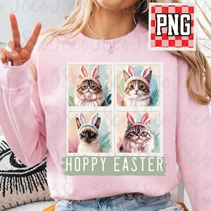 Chats de Pâques png, chats mignons avec des oreilles de lapin png, lapin chat png, maman chat de Pâques png, chat personnalisé png, sublimation de chat, chat ragdoll png