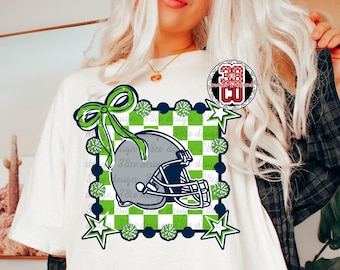 Blue and green football coquette png, team spirit png, football season png, gameday png, go team png, football png, school coquette