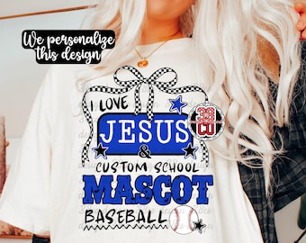 PNG personalizado con espíritu escolar, diseño a cuadros personalizado, escuela personalizada, softbol personalizado, PNG personalizado "Amo a Jesús", día de juego personalizado, béisbol personalizado