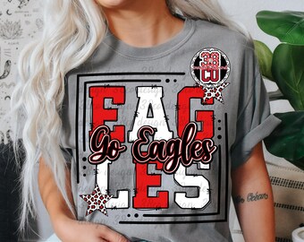 Red gameday png, eagle, school spirit week png, team pride, leopard print, doodle design